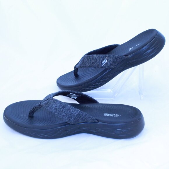 Skechers Size 7 Black On The Go 600 Preferred Comfort Flip Flop Thong Sandals - Picture 3 of 9